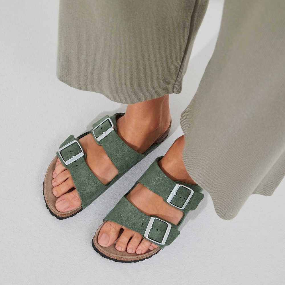 Birkenstock Limited Edition Arizona shimmering thyme suede Sz 10 Womens